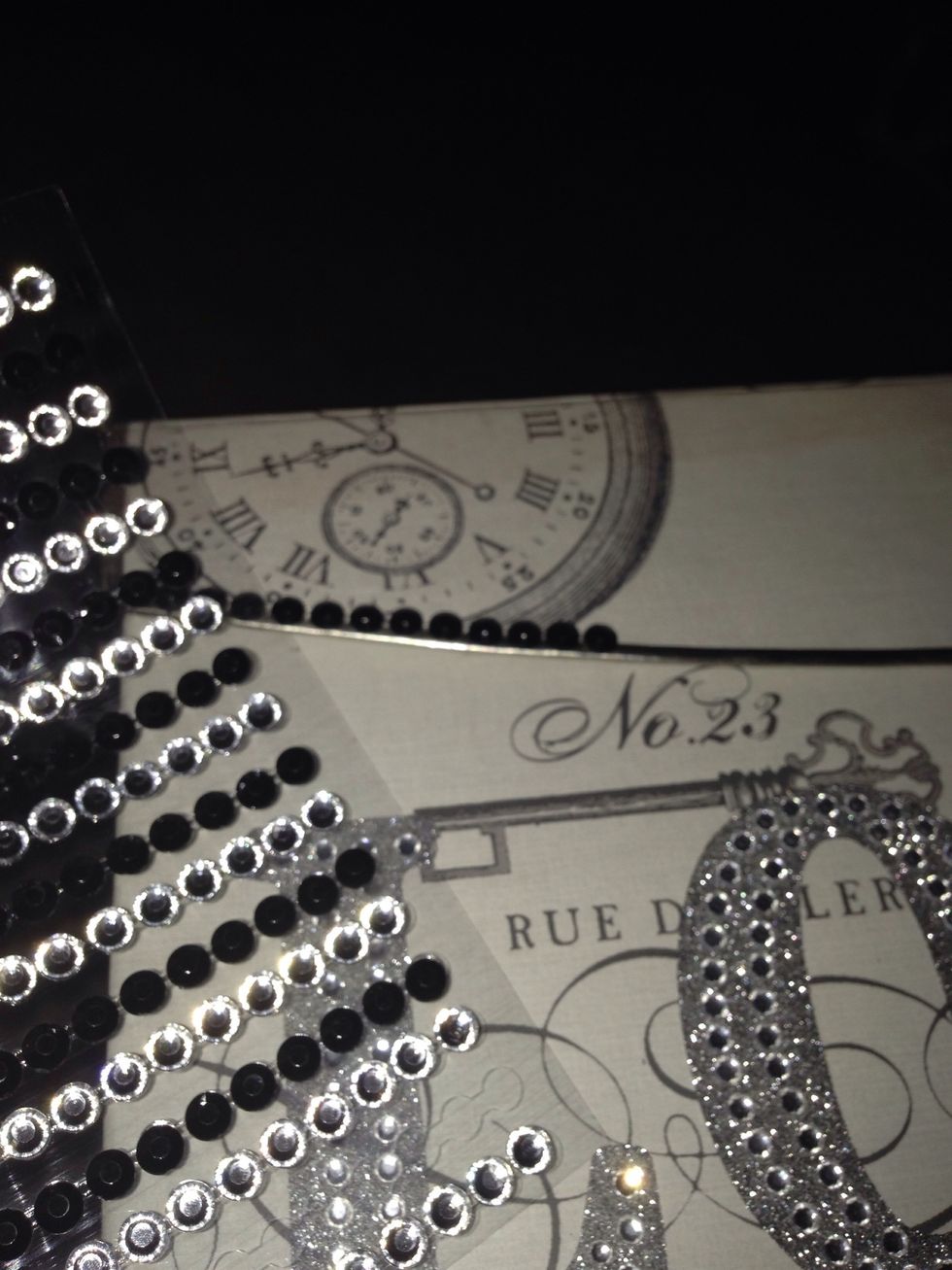 Covered the outline of the box with rhinestones