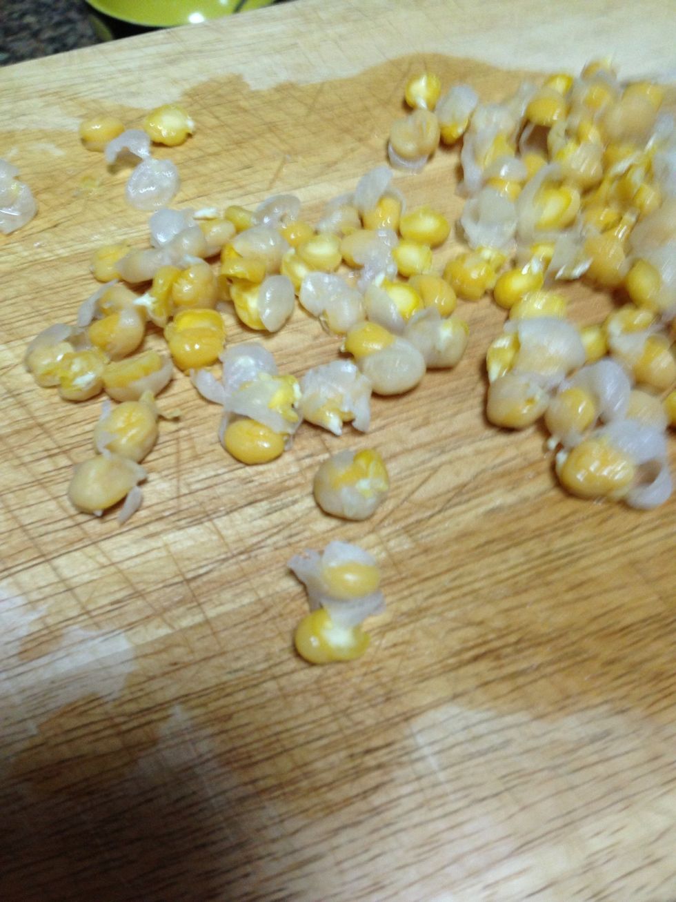 Crach checkpeas so it is easier to get peel off