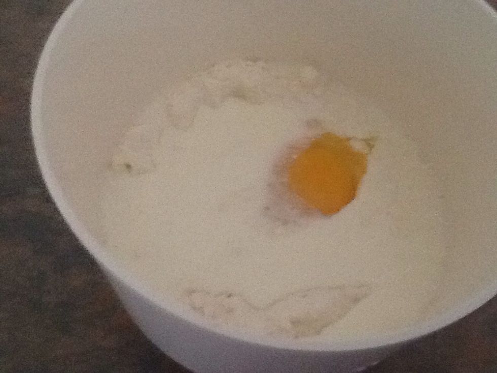 Crack 1 egg and put it in