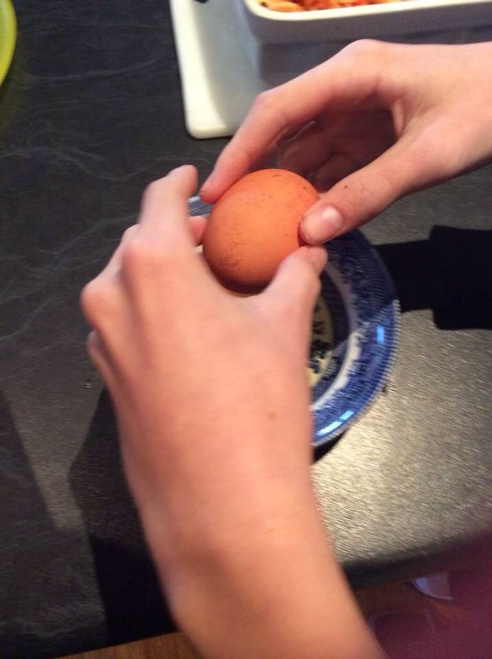 Crack 2 eggs if serving for 4 or 1 egg for 2.