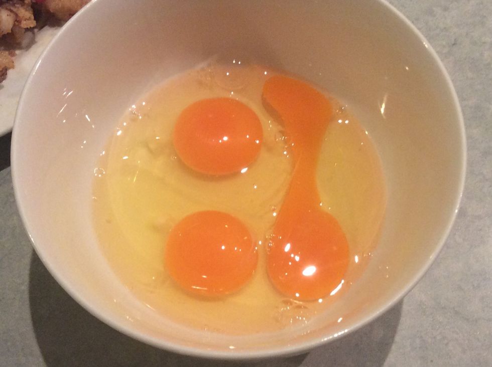 Crack 3 eggs or however many you want and put them in a bowl