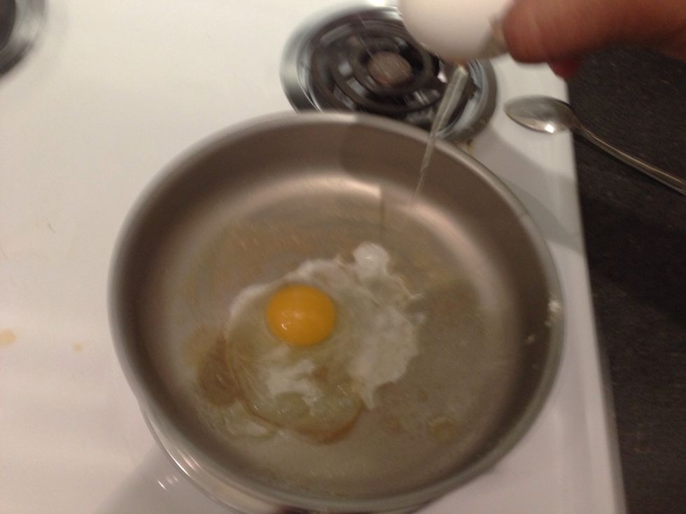 Crack an egg, drop it in.