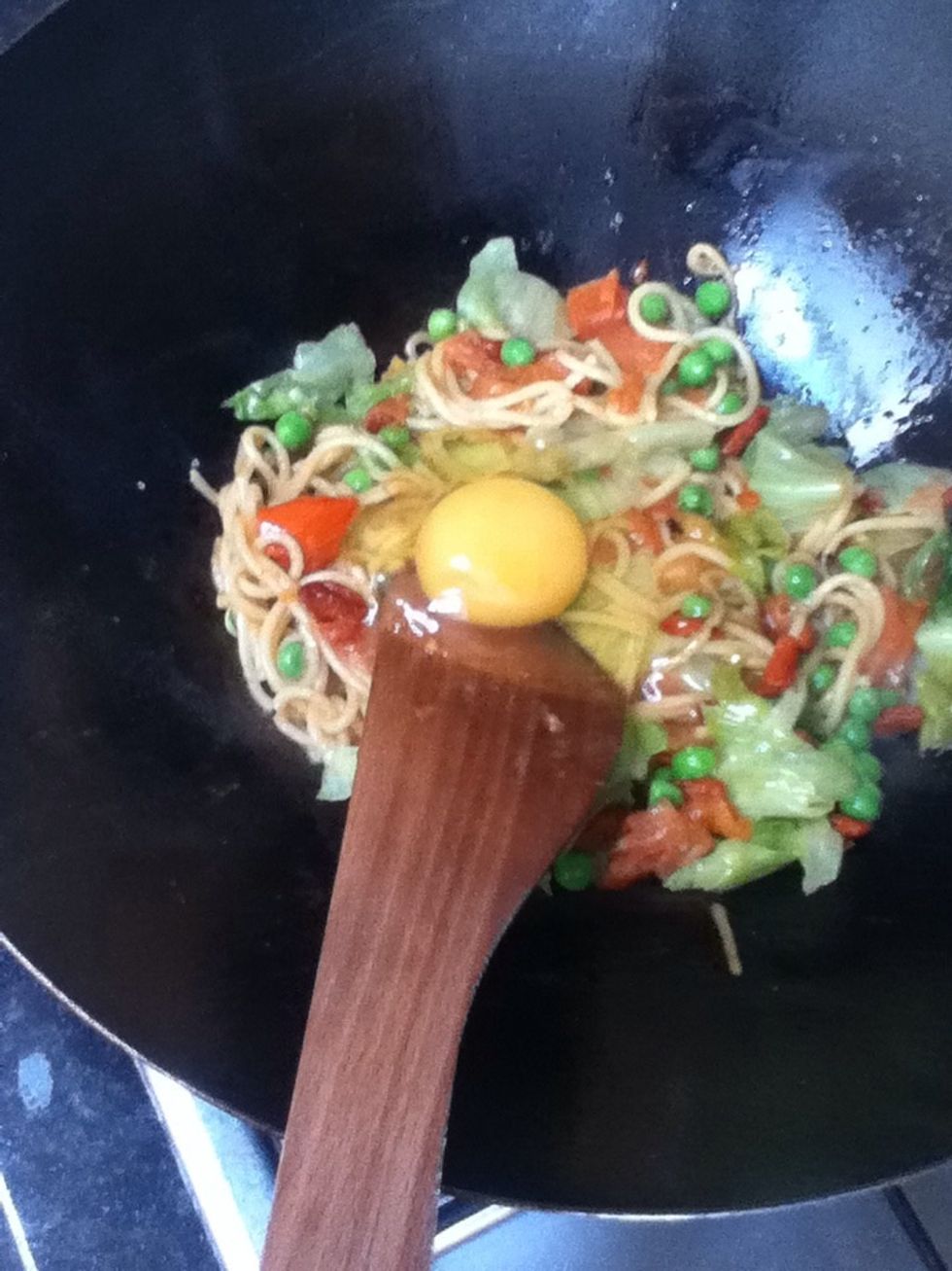 Crack an egg on top. Fry.