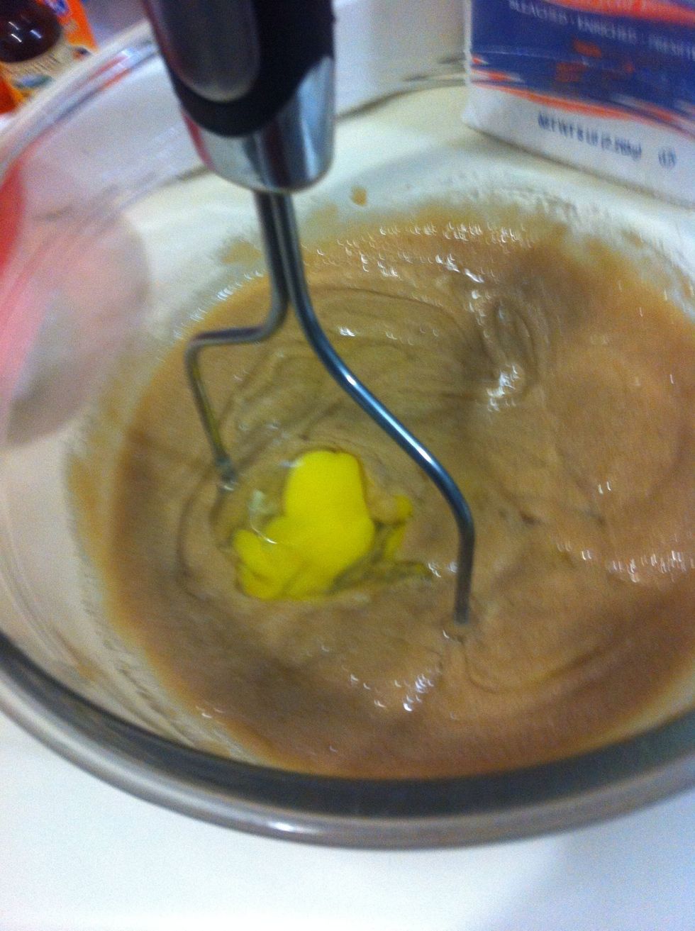 Crack and mix one egg at a time !