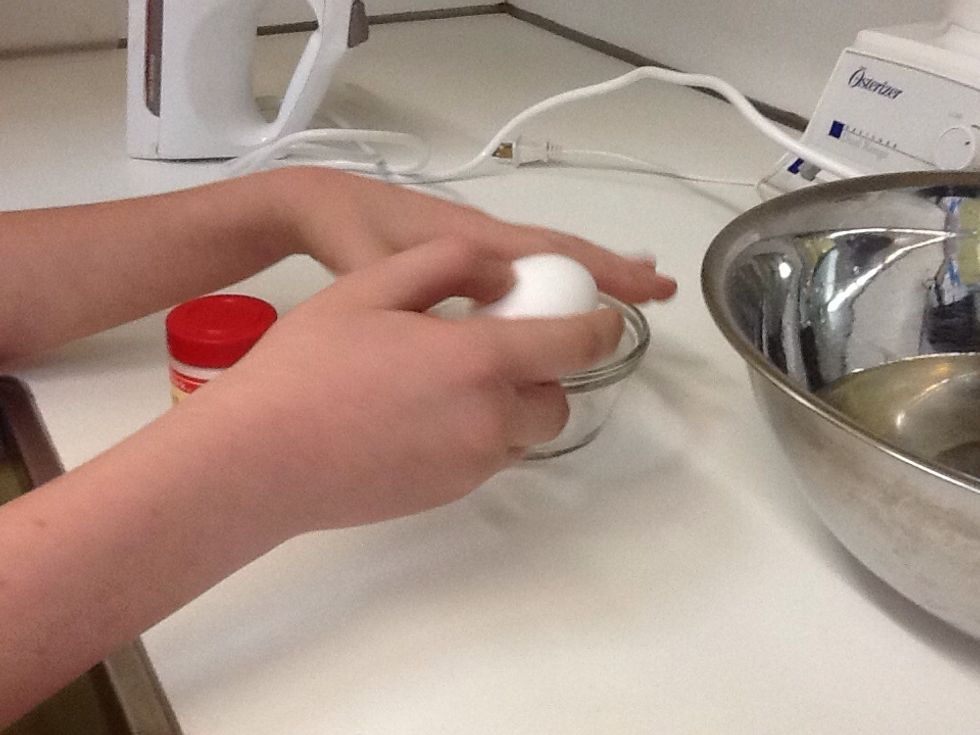 Crack both eggs in half and only put the egg whites in the bowl. Not the yolk!