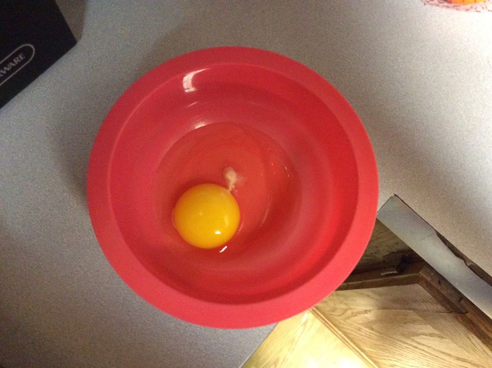 Crack egg into a small bowl and make sure their is not shell in the bowl