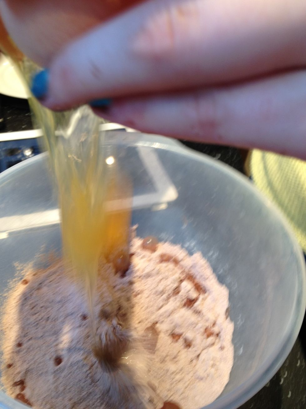 Crack one egg into mixture