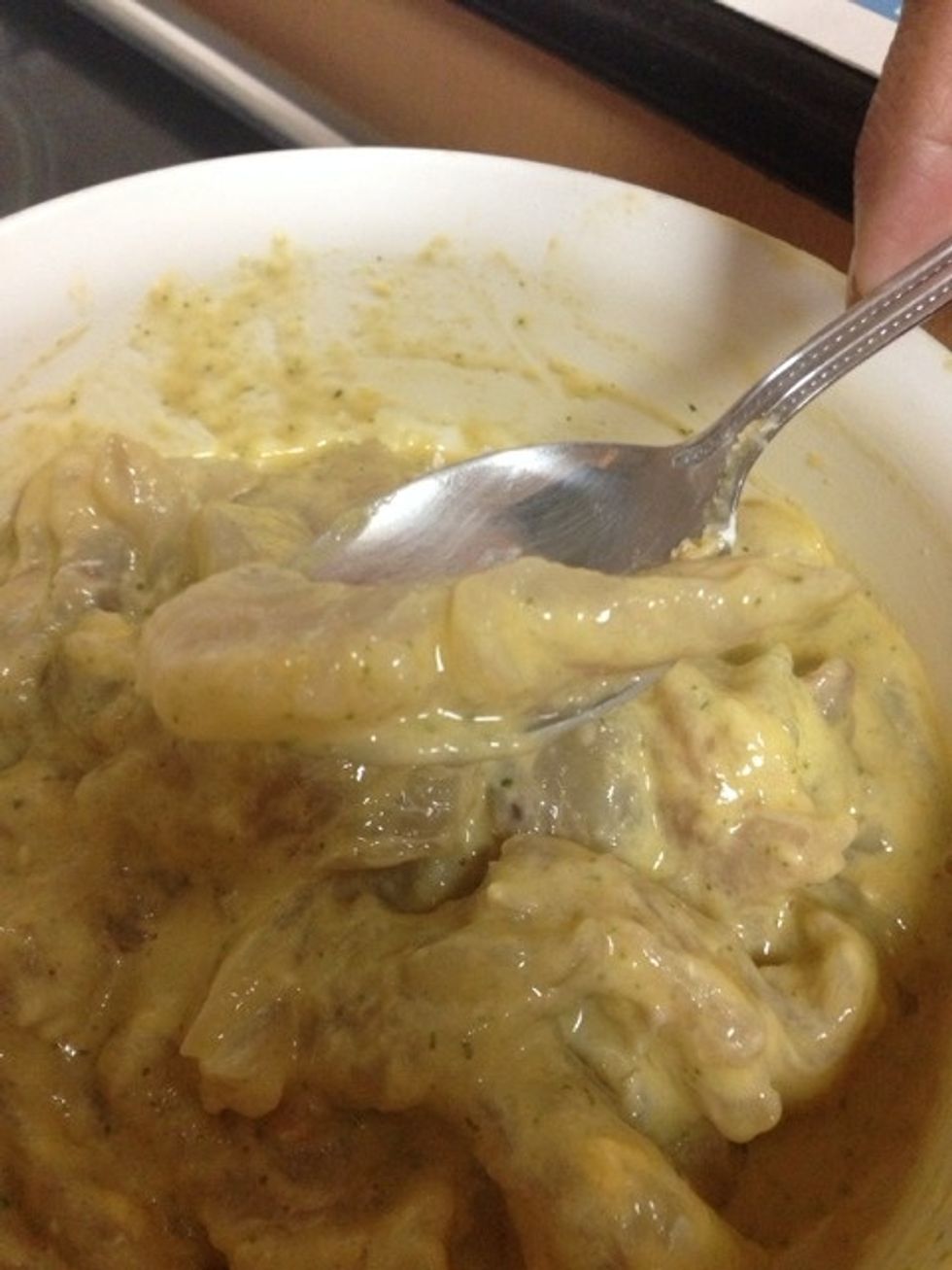Crack open one egg, I tbl spoon plain/ wheatflour (can mix 1tblspoon corn flour for consistency)