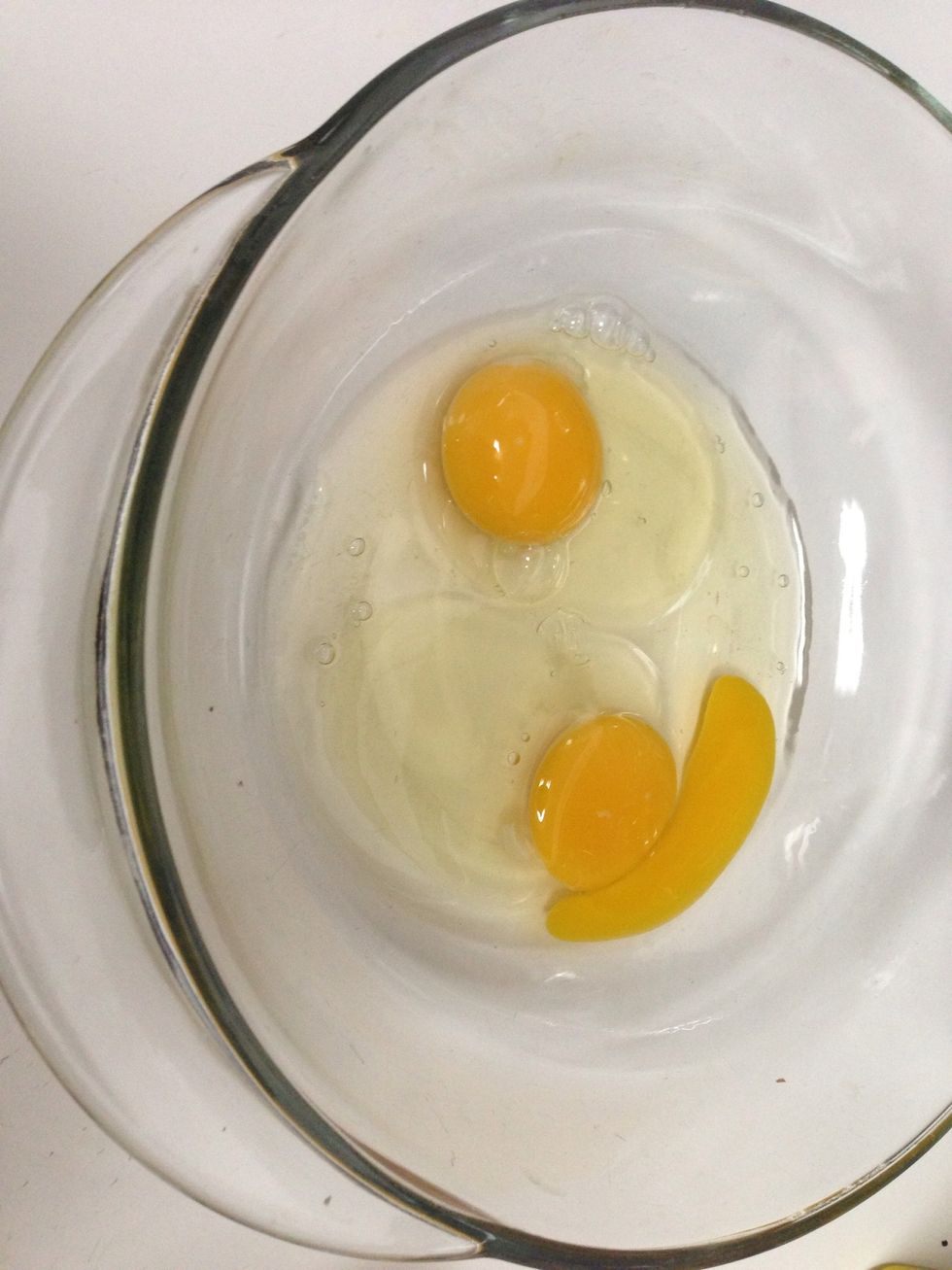 Crack the eggs in the bowl.