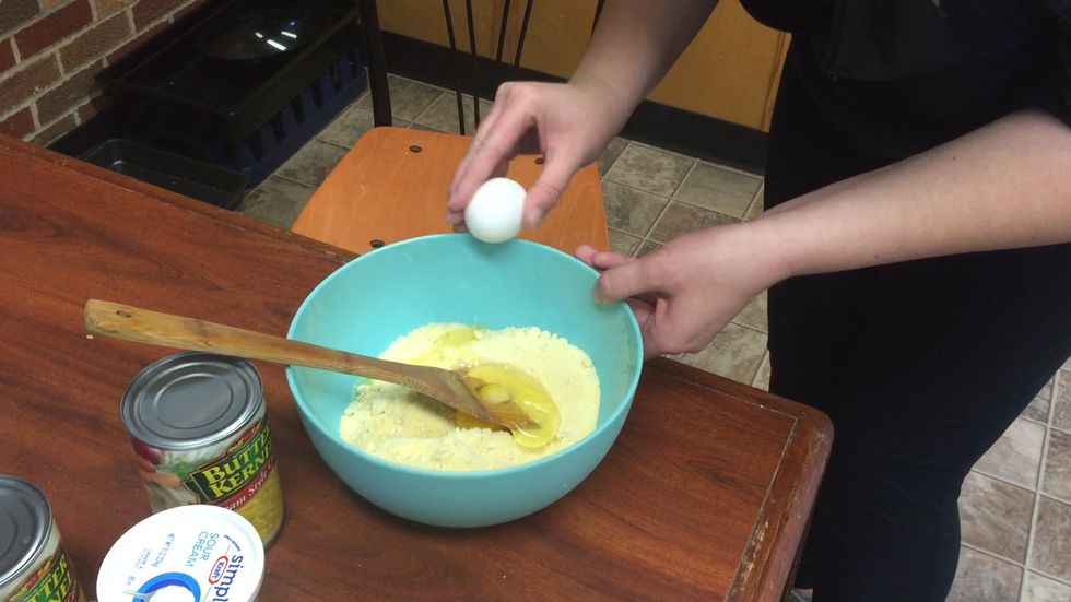 Crack two eggs and add them to your bowl.