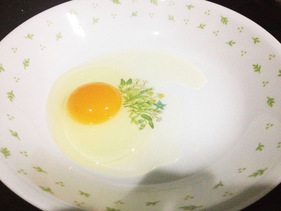Crack your egg in a shallow but wide bowl.