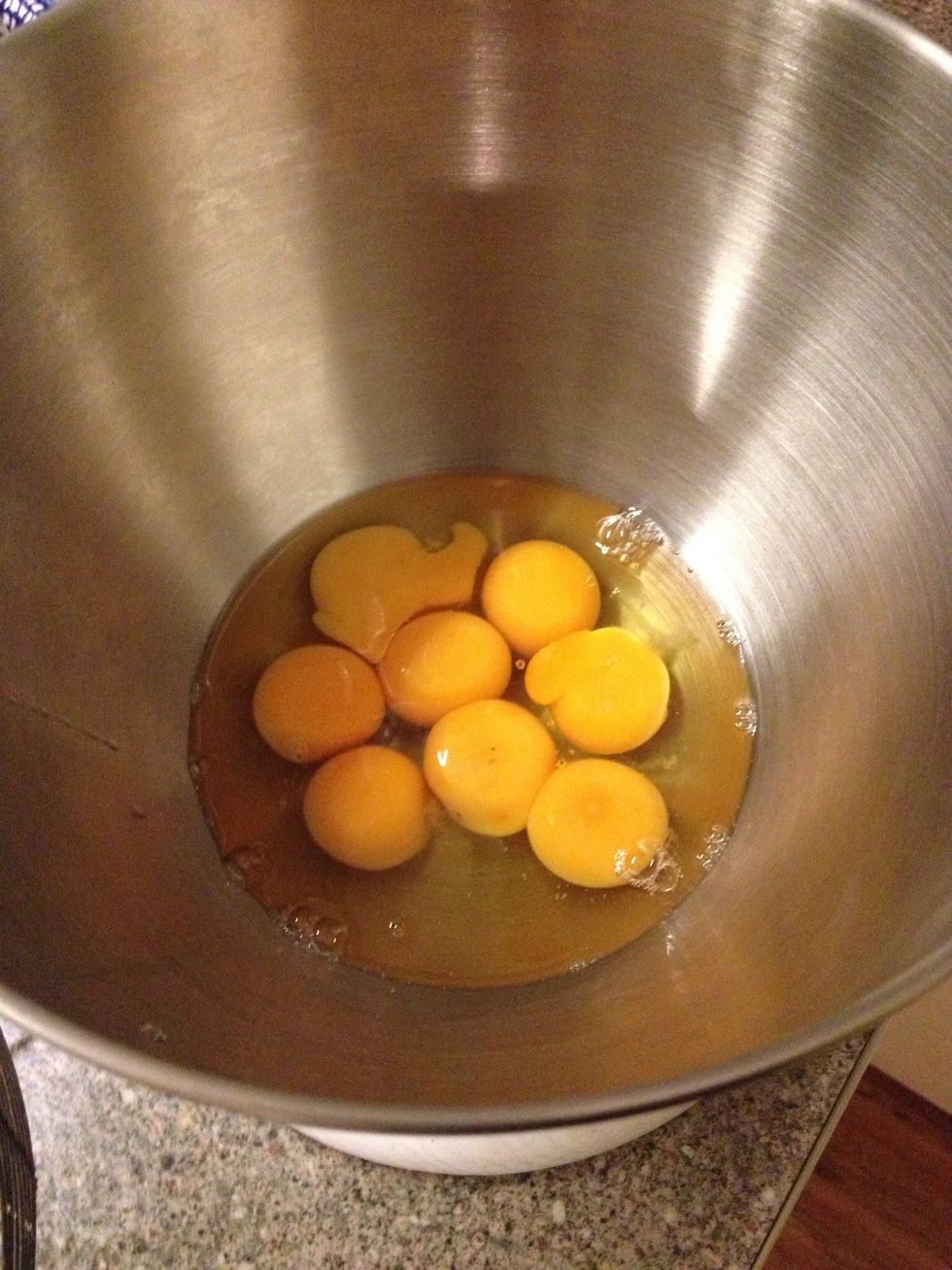 Crack your eggs into your mixing bowl