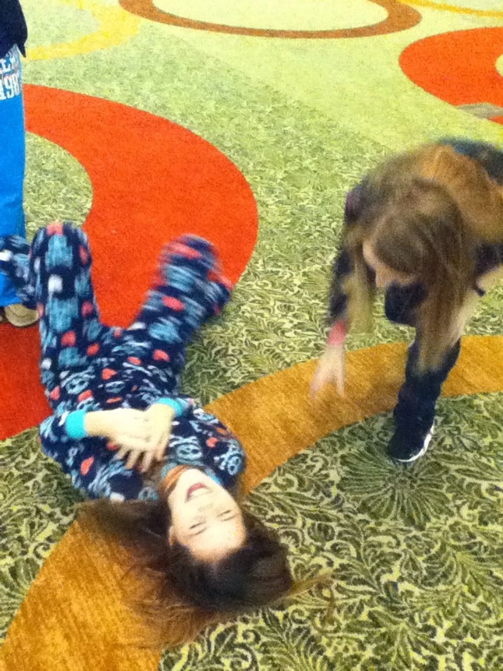 Cracking up on the floor with Meghan and sklar