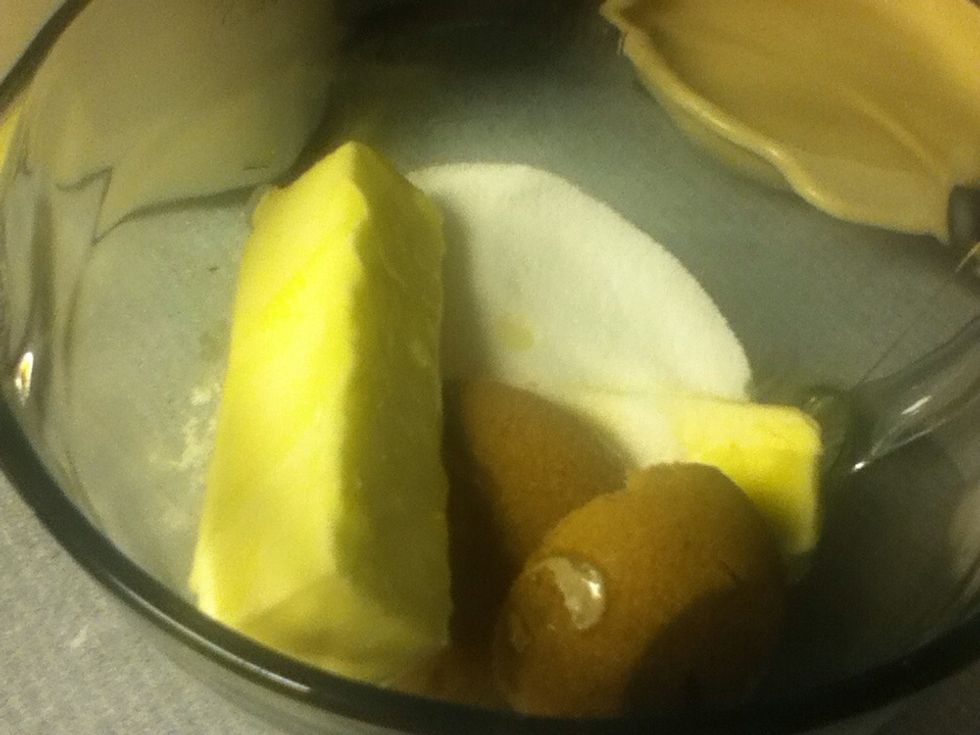 Cream butter and sugars..