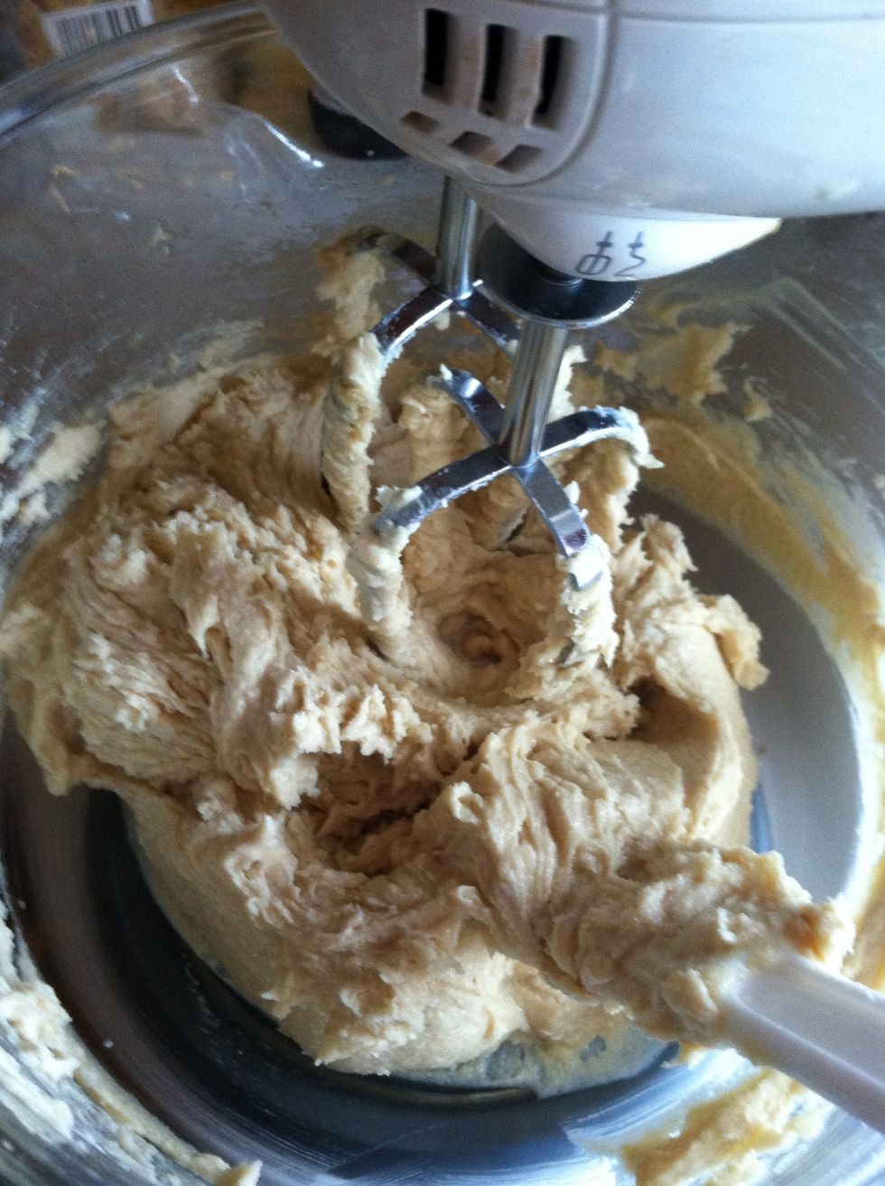 Cream butter, both sugars & vanilla extract together until smooth & creamy.