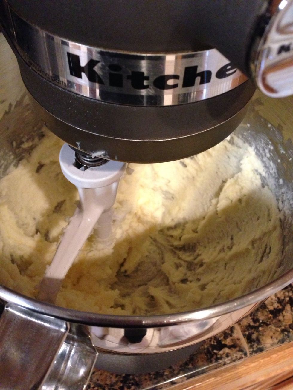 Cream butter & sugar till fluffy looking