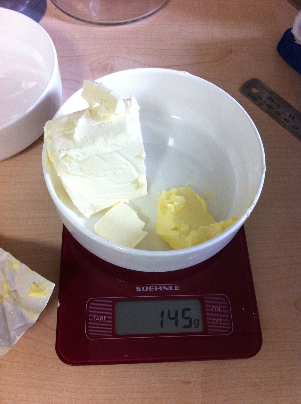 Cream cheese 125g  and butter 20g