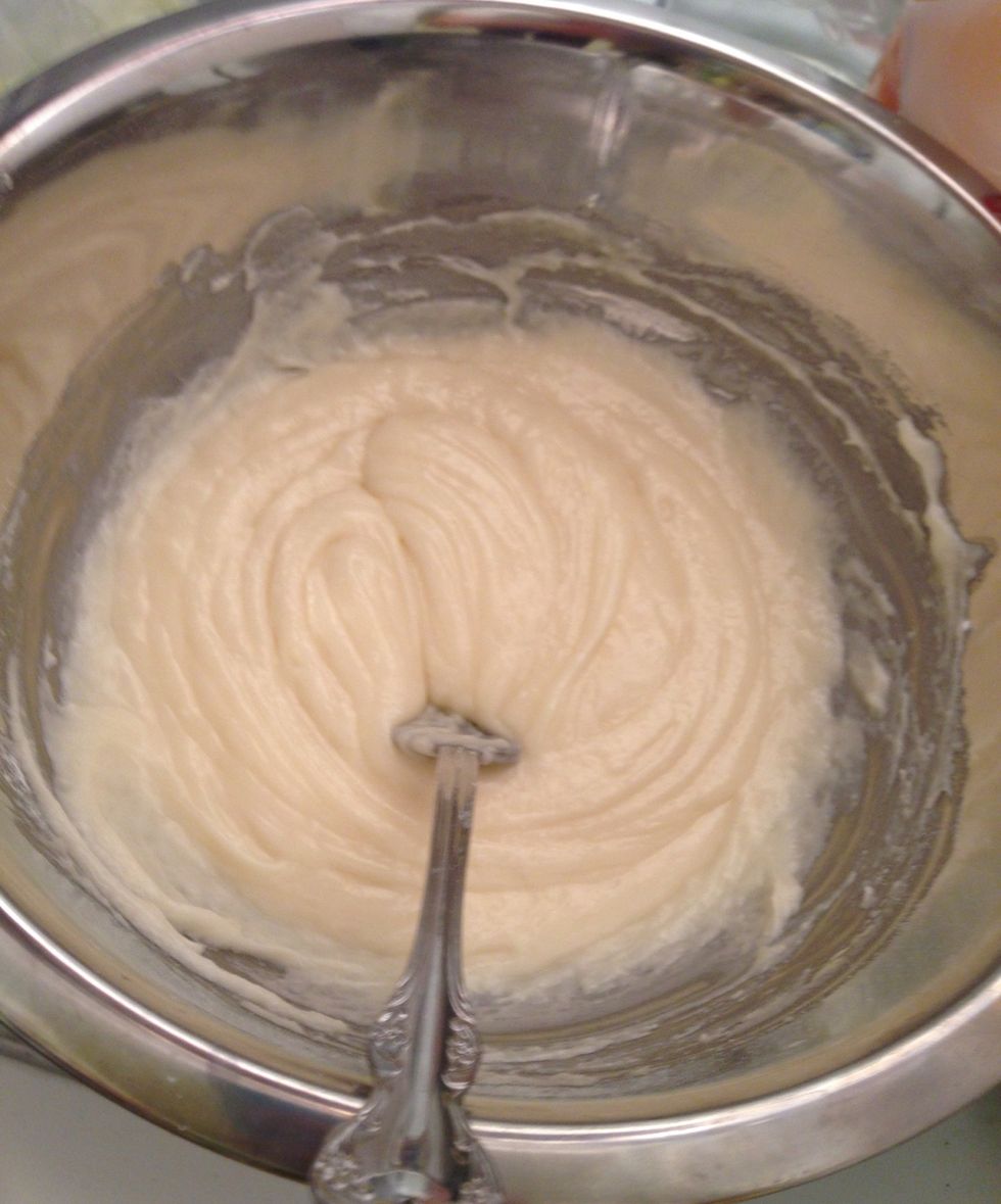 Cream cheese frosting: mix the softened cream cheese (3oz) and softened butter (1/2 cup). Stir in 1 tsp vanilla. Gradually, stir in confectioners' sugar (2 cups), beating until mixture is smooth.