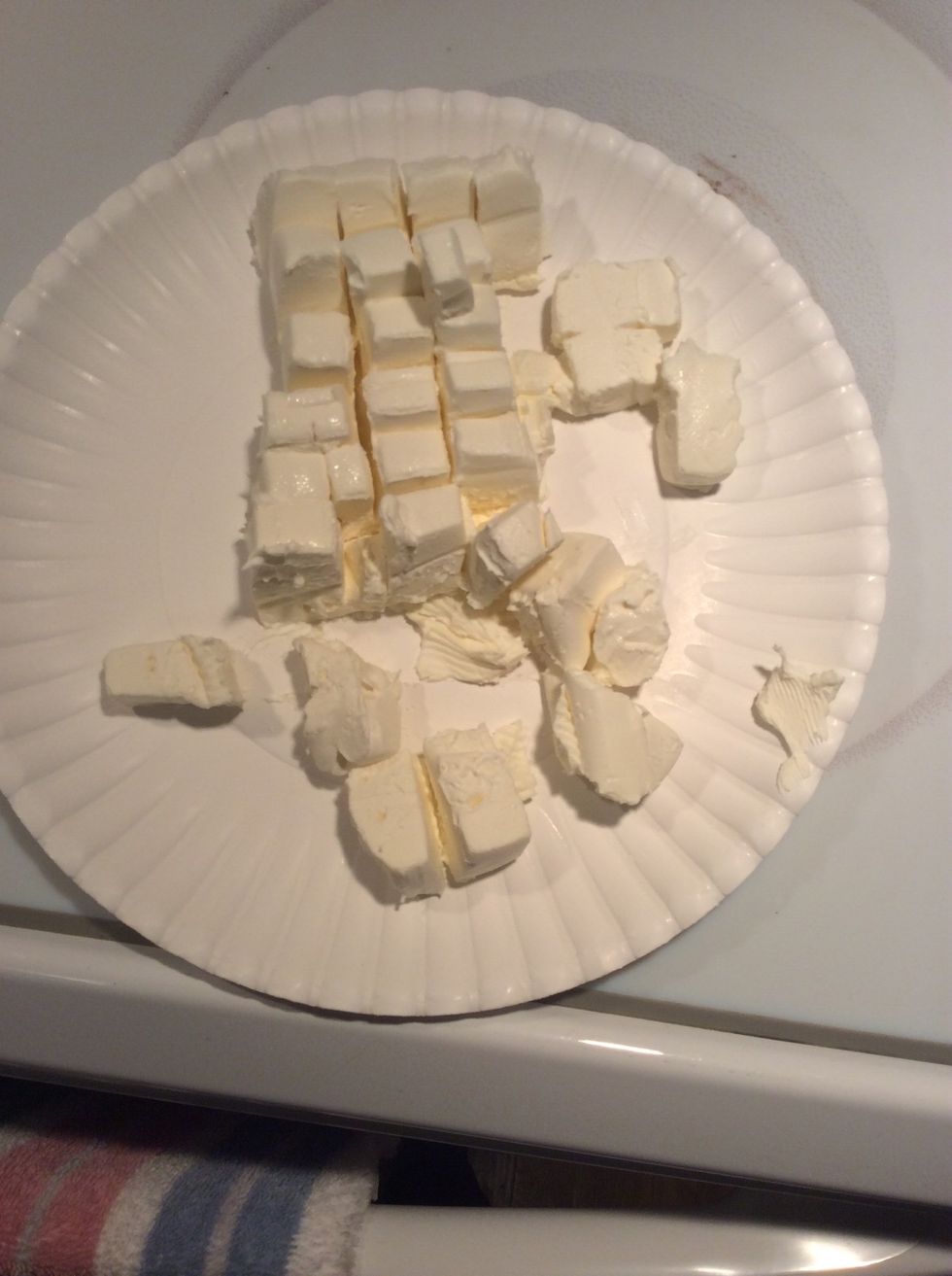 Cream cheese is hard to cut... Dont judge.