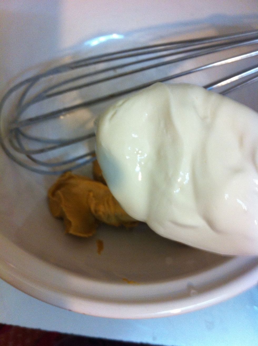 Cream cheese. Let them be at room temperature to ease up the mixing. I'm doin it manually, it's best done with an electric mixer