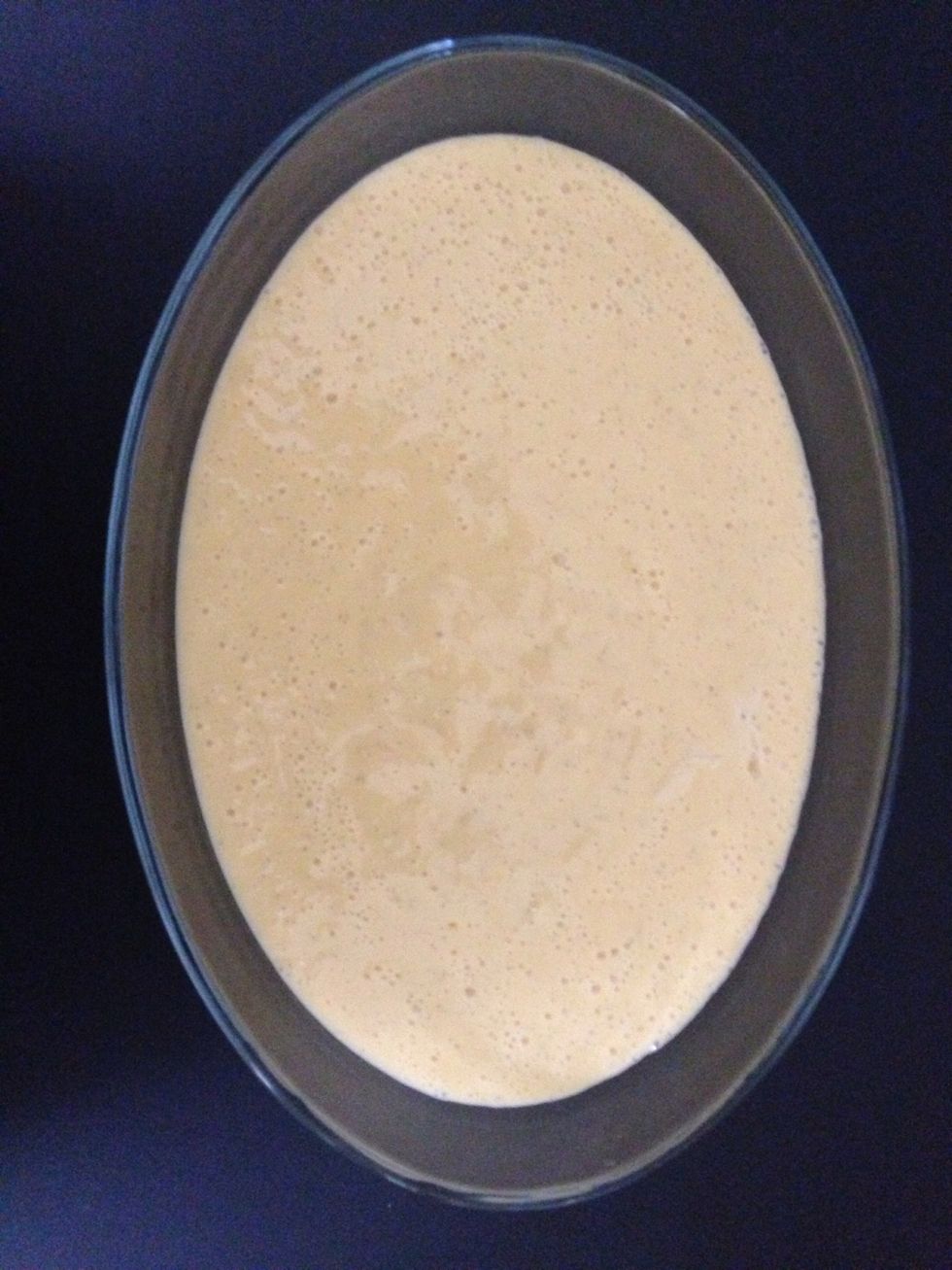 Cream is ready. Pour in a flat and straight edge container. Here, there is a good reason. While cream is cooling down, it will happen evenly. In a bowl u would have harder edges..softer inside