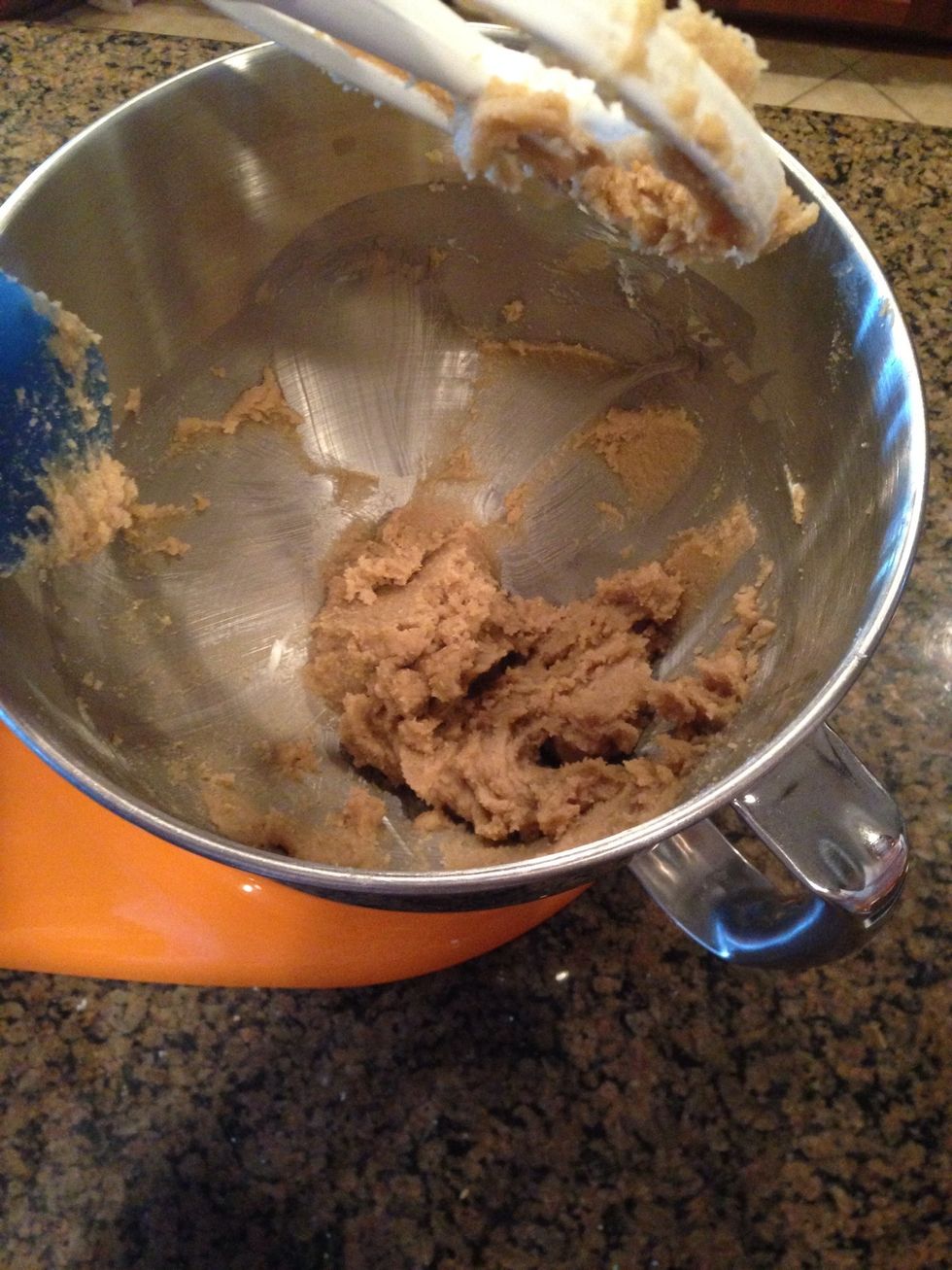 Cream the butter and dark brown sugar together until it looks like this