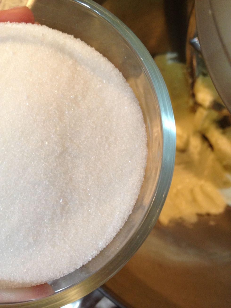 Cream the butter and sugar together until light and fluffy.