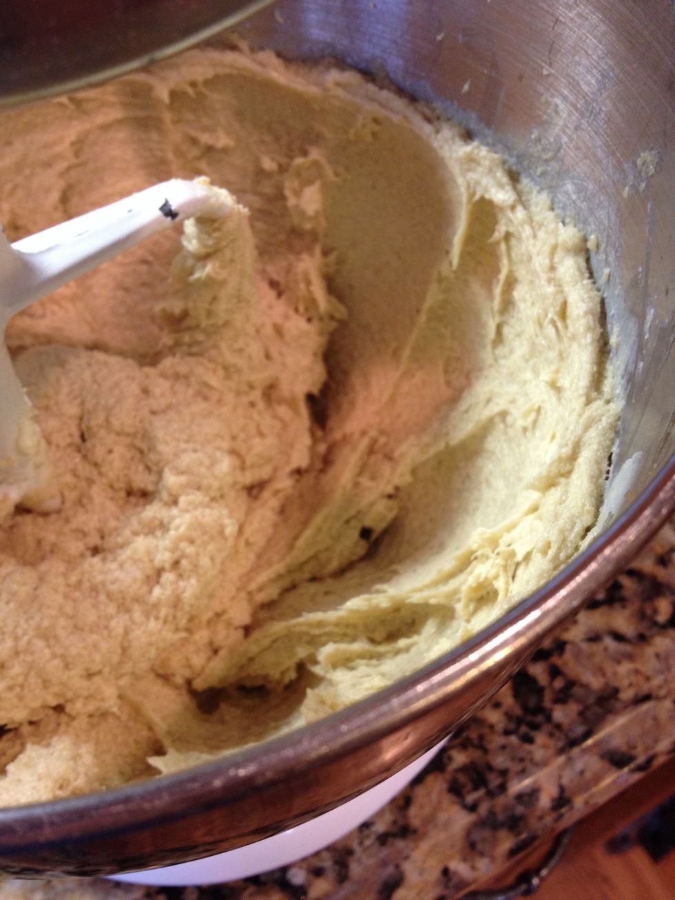 Cream this well. I let it beat a few minutes while I get the dry ingredients together
