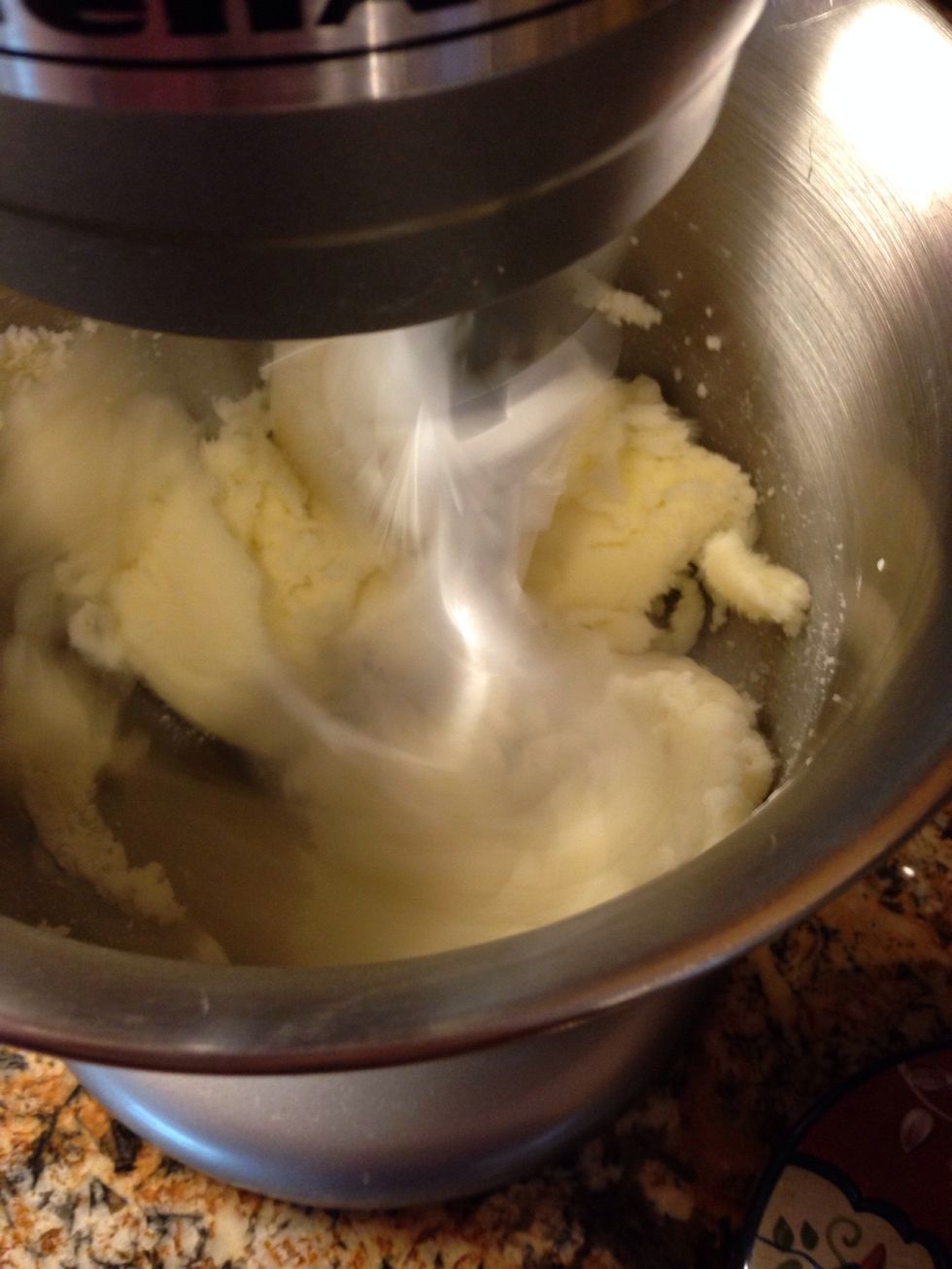 Cream together butter and sugar for three minutes until light and fluffy!