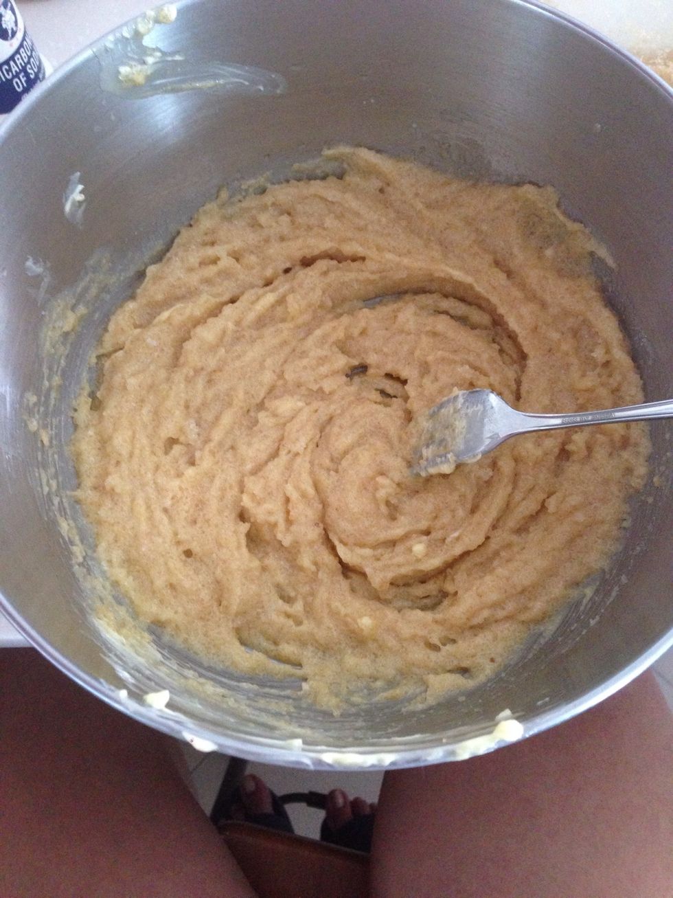 Cream together butter and sugars