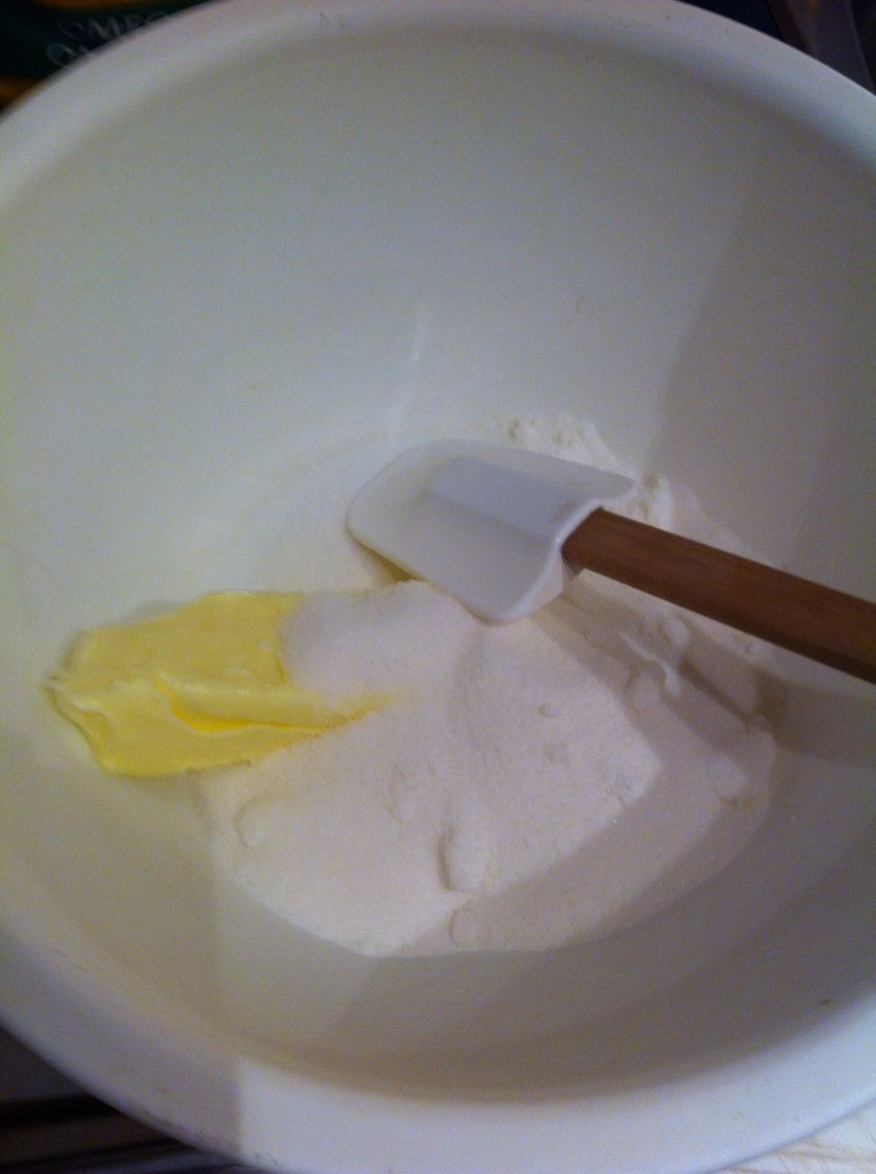 Cream together butter & egg