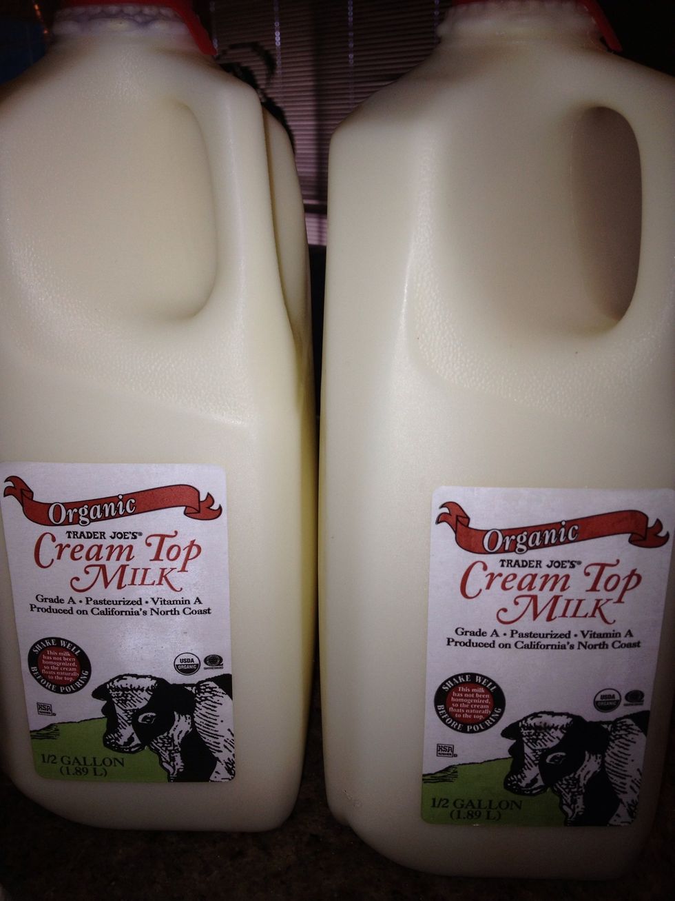 Cream top whole milk. This is from TJ's but is actually from Strauss Creamery. If you want sub goat milk in or if you can find it sheeps milk.