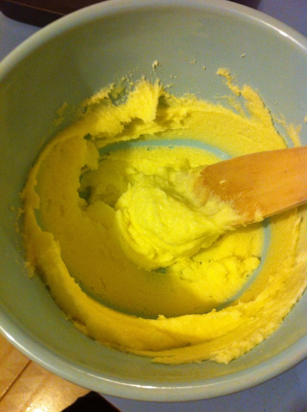 Cream until light and fluffy