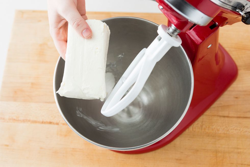 Cream your cream cheese until smooth.