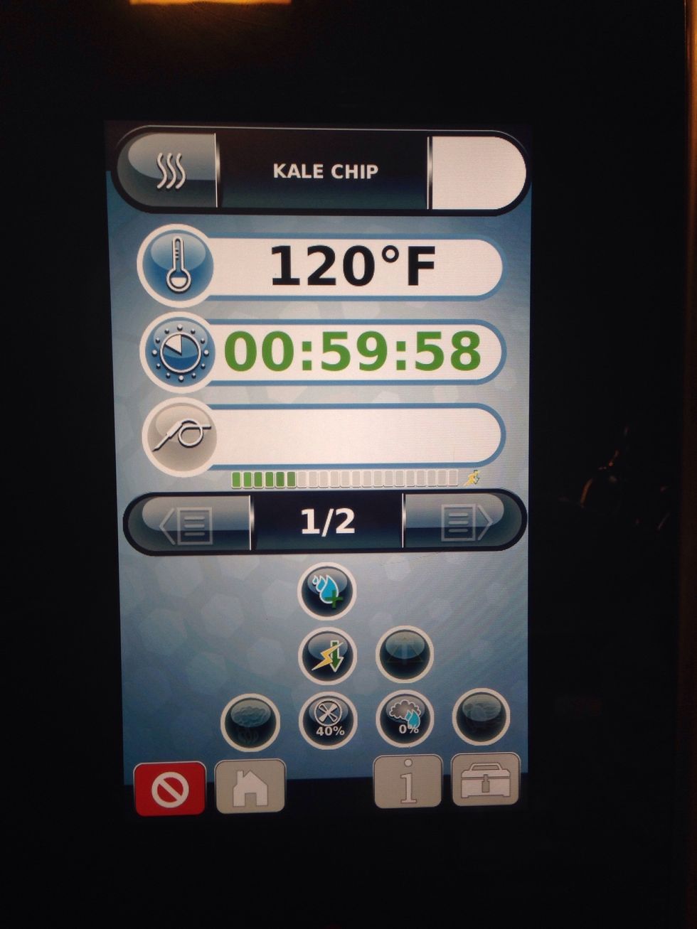 Create a 2-step program to dehydrate at 120F (49C) for 1 hour, then drop to 105F (40C) overnight.