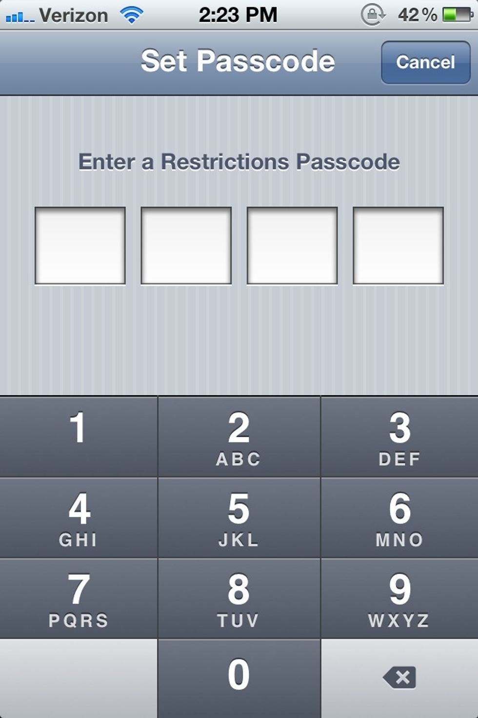 Create a 4-digit passcode. Enter it twice to continue.