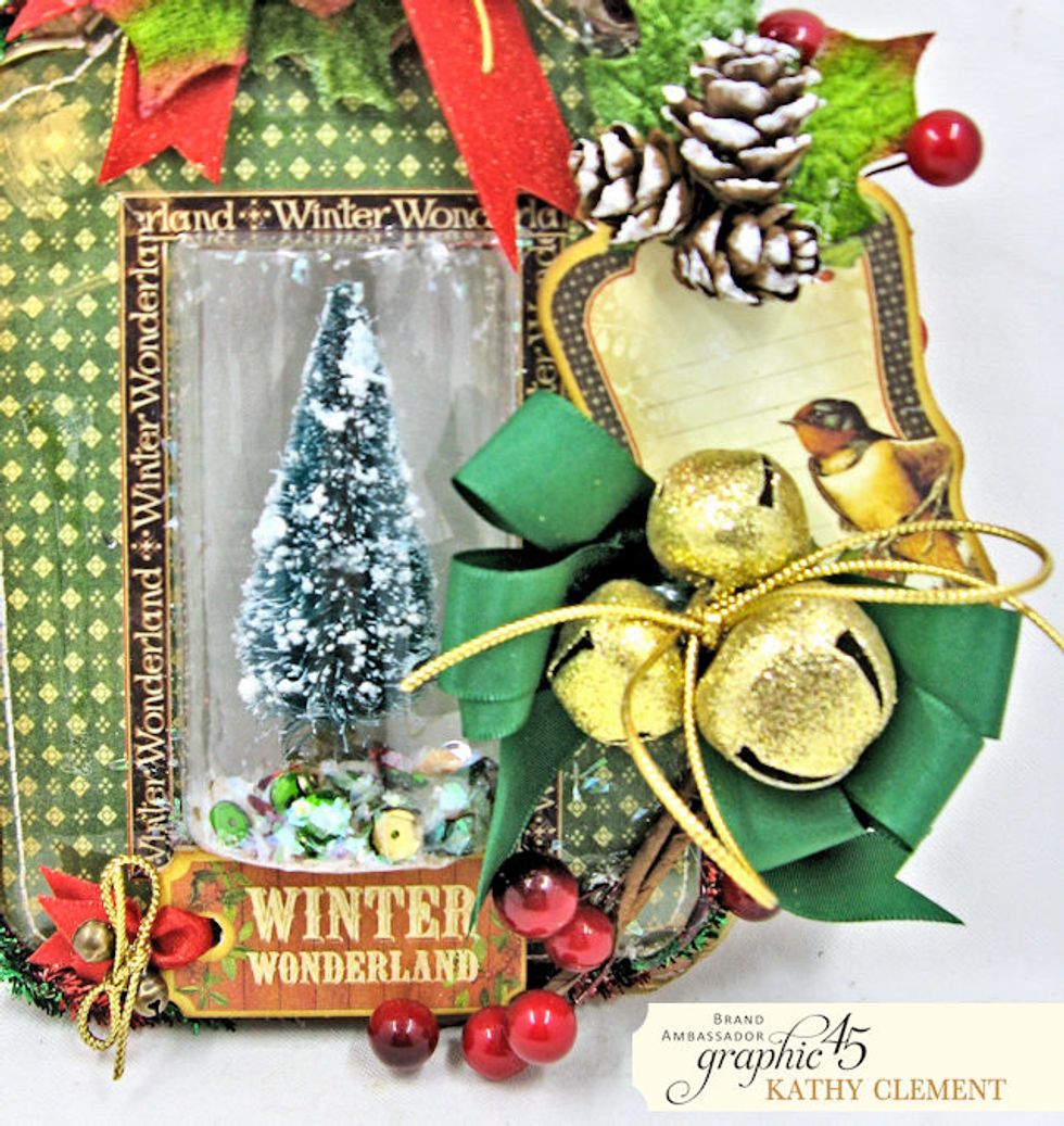 Create a chipboard embellishment to add to the side of the tag. Tuck red berries behind for a flash of color.