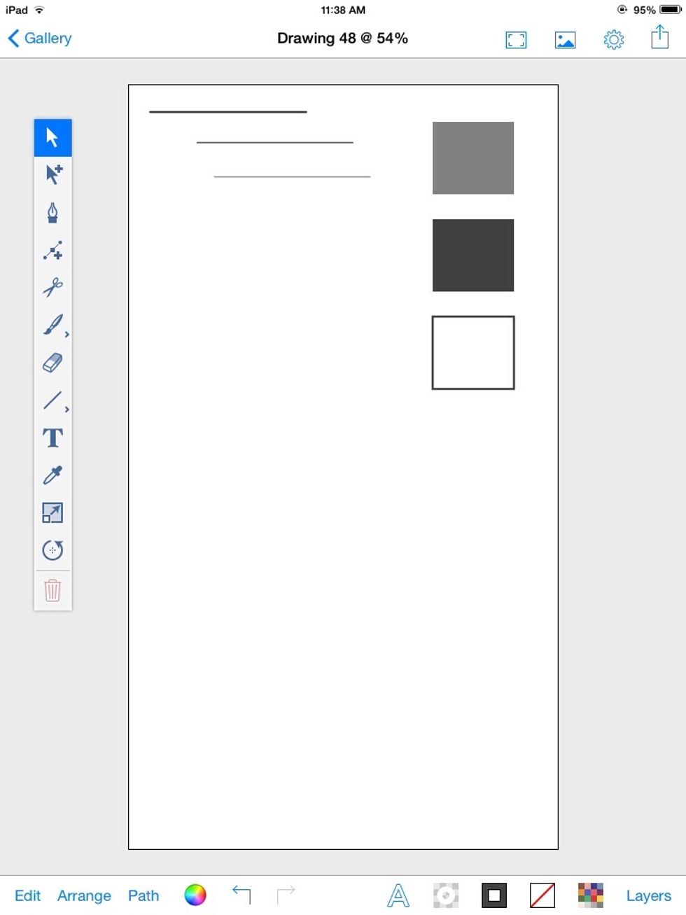 Create a few more lines, each subsequent line being 1pt smaller than the previous line (3.5, 1.5, 1.5). These values will change based on the size of your drawing.