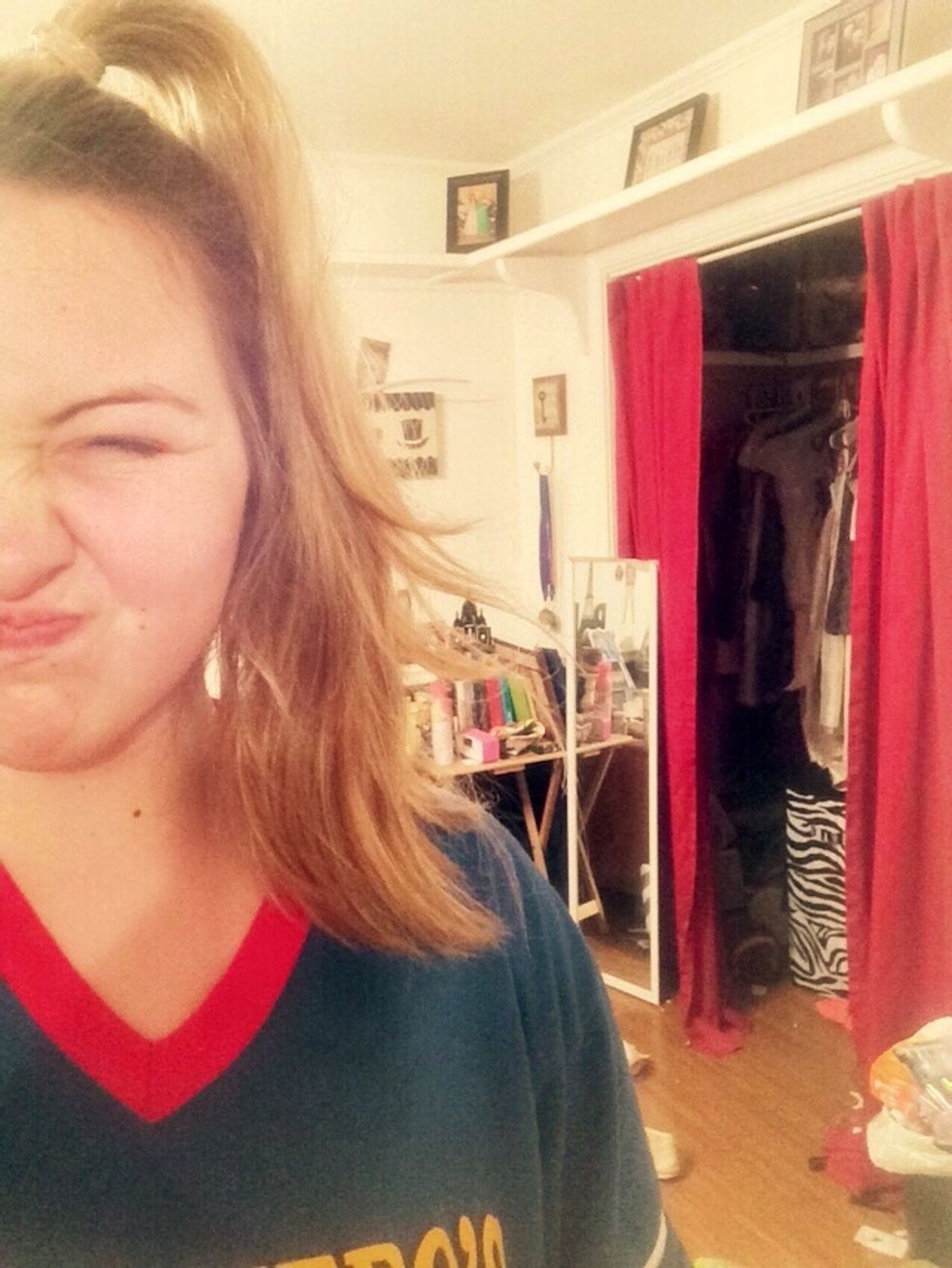 Create a high ponytail (excuse my face)