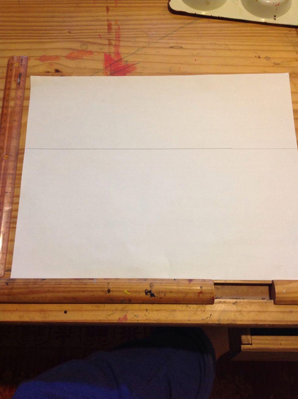 Create a horizon line with a ruler and pencil