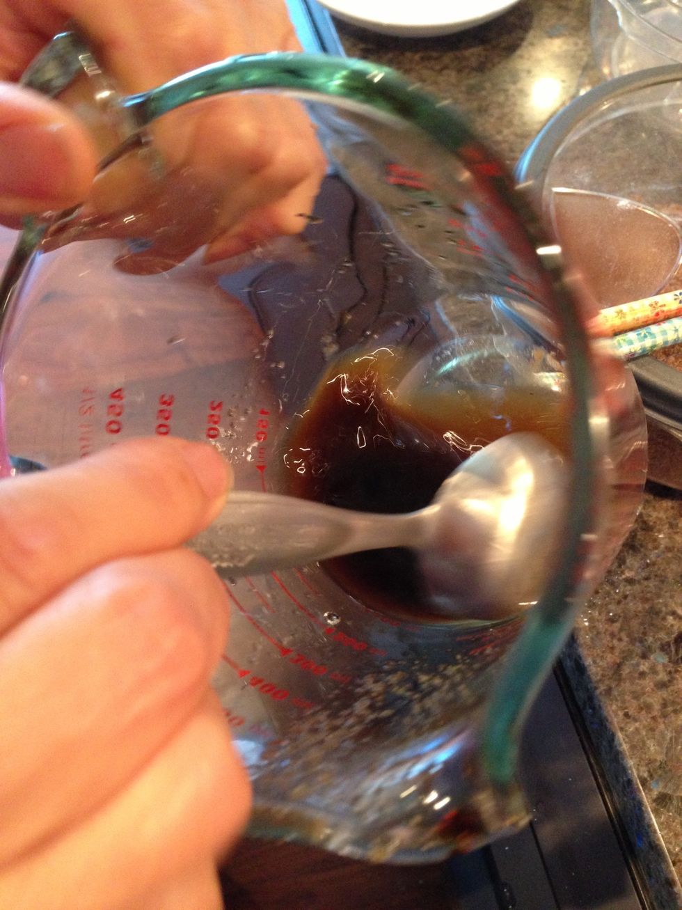 Create a mixture out of 1 tbsp brown sugar, 1 tbsp oyster sauce, and water.