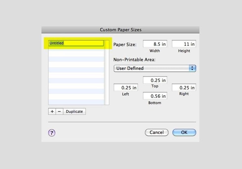 Create a name for your new paper size like "Inkofilm" or "8.5 x 8.5".