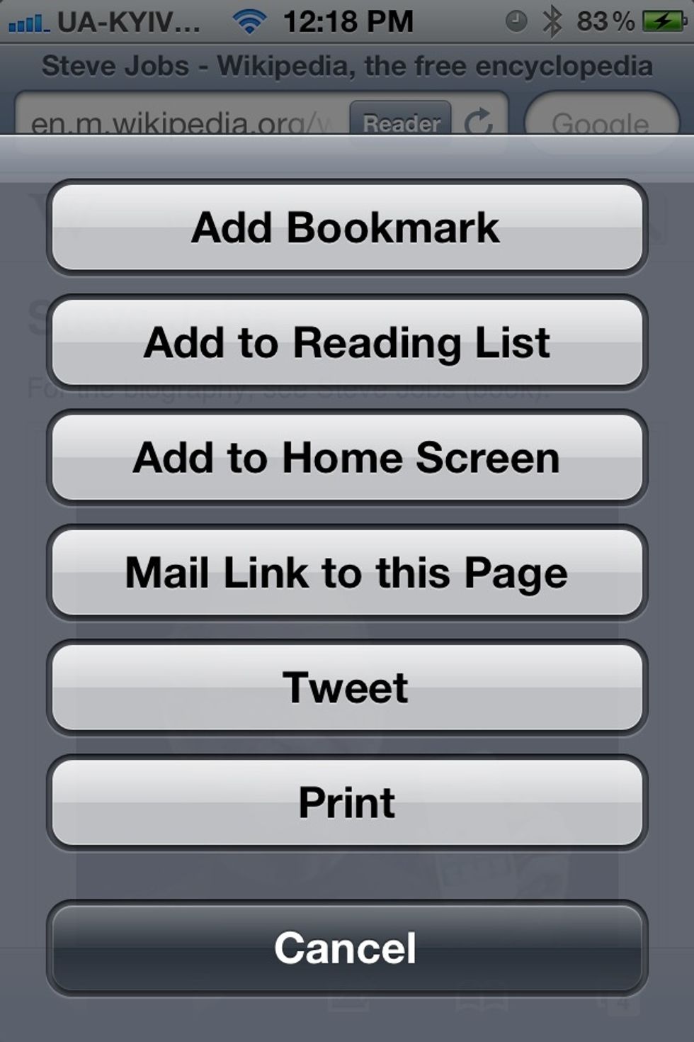 Create a new bookmark in Safari.