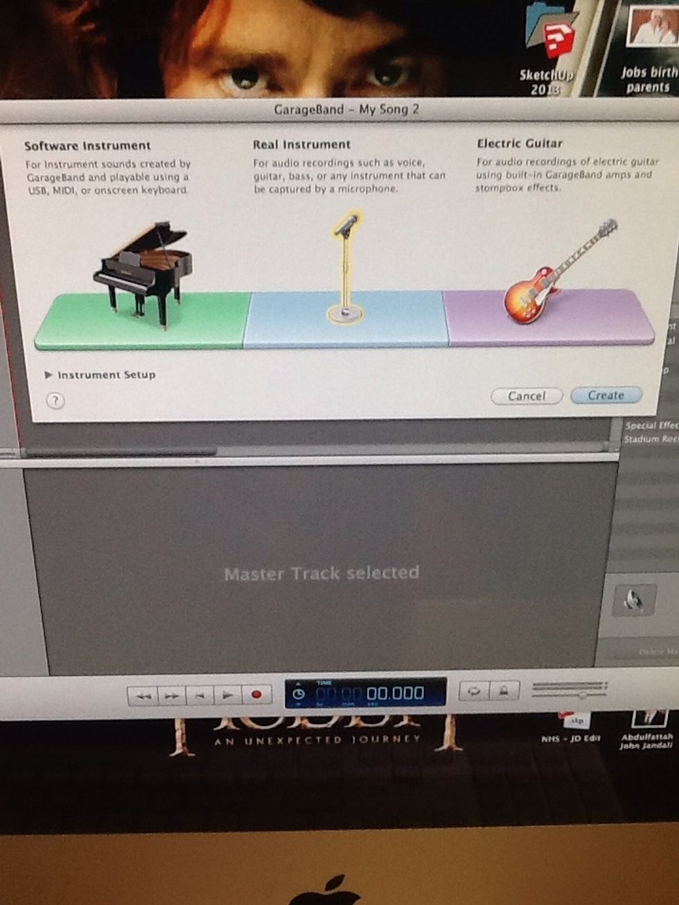 Create a New track. Select Real Instrument.