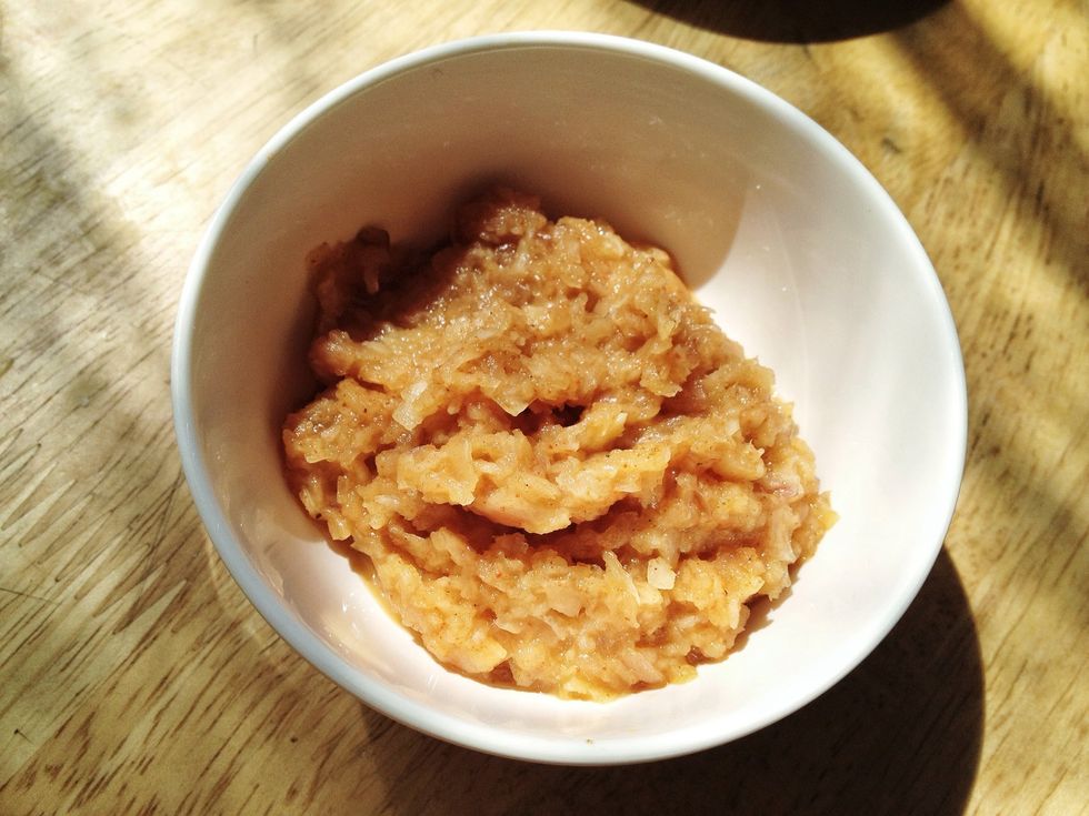 create a paste. this is crushed garlic and onion with a little paprika and chili powder (i also added a little oil and salt)