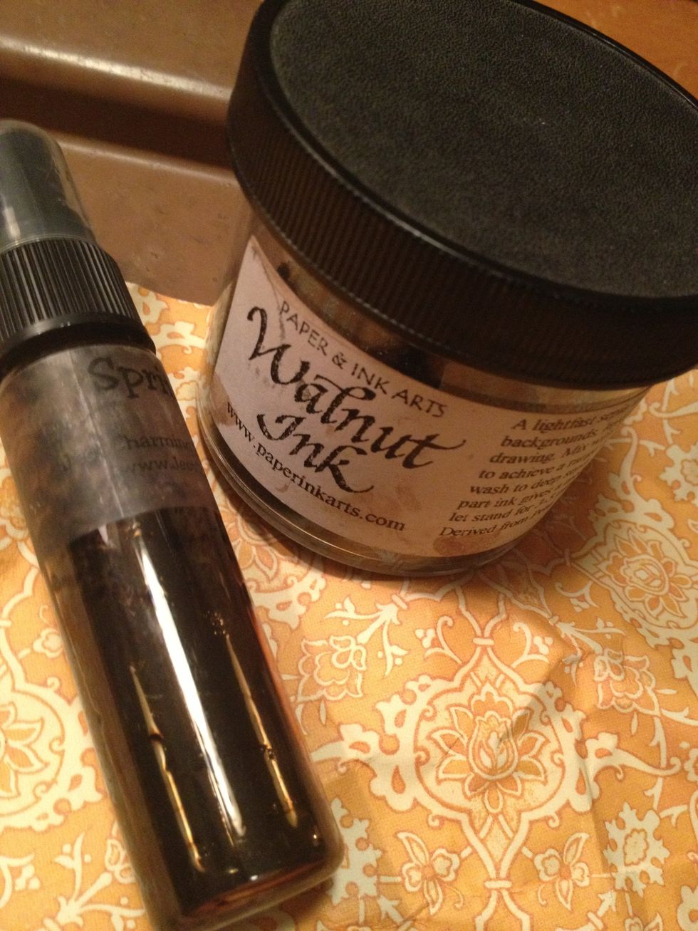 create a solution of walnut ink crystals dissolved in water. shake well.