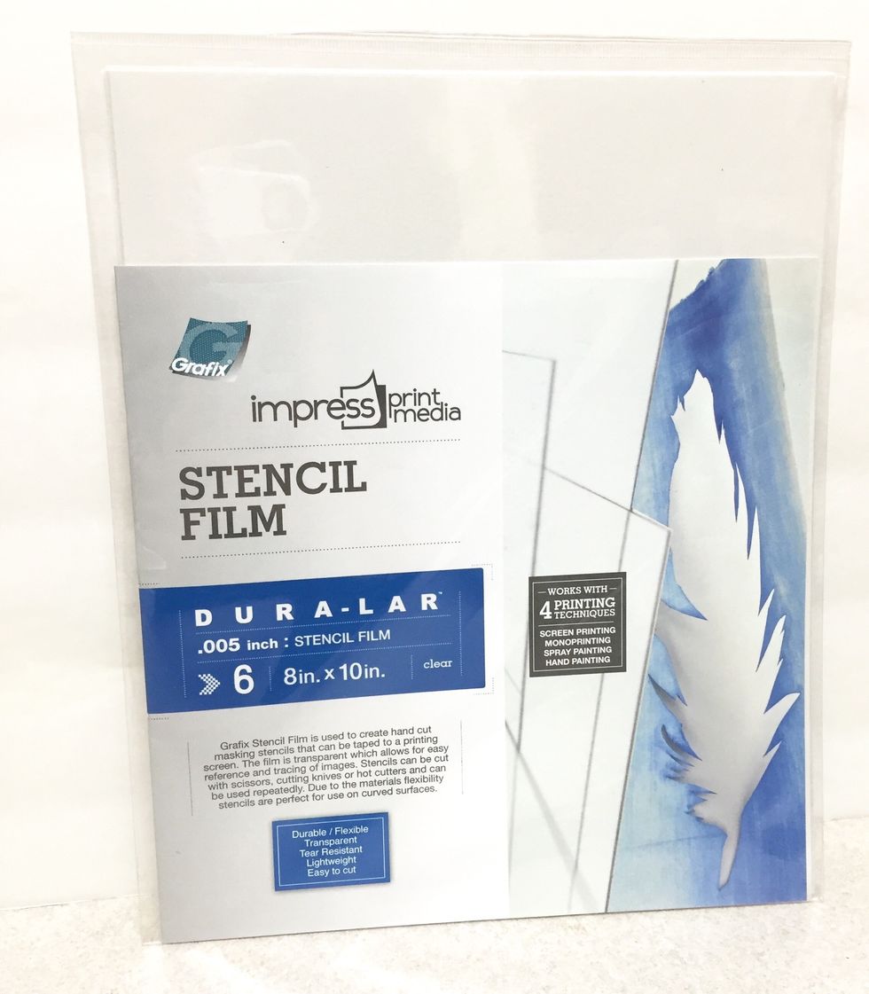create a stencil to utilize in your monoprint using Stencil Film from Grafix. the film is durable, but thin enough to be easily cut with a kraft knife or scissors. create your own design or use a die.