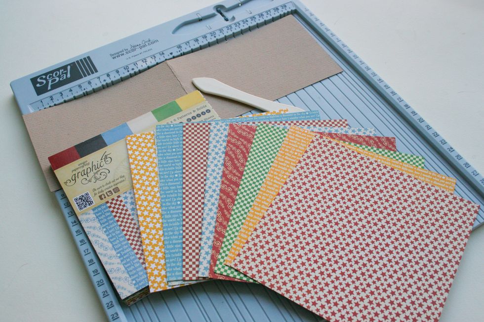 Create a substrate for photos from mini paper pad Mother Goose collection.