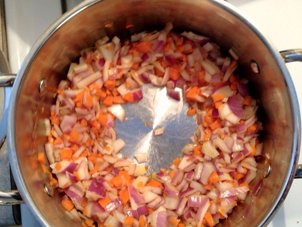 Create a well in the center of the veggies.