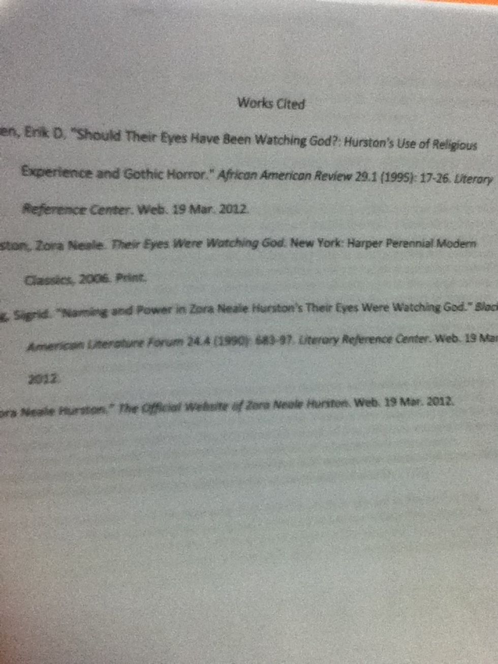 Create a "Works Cited" page.